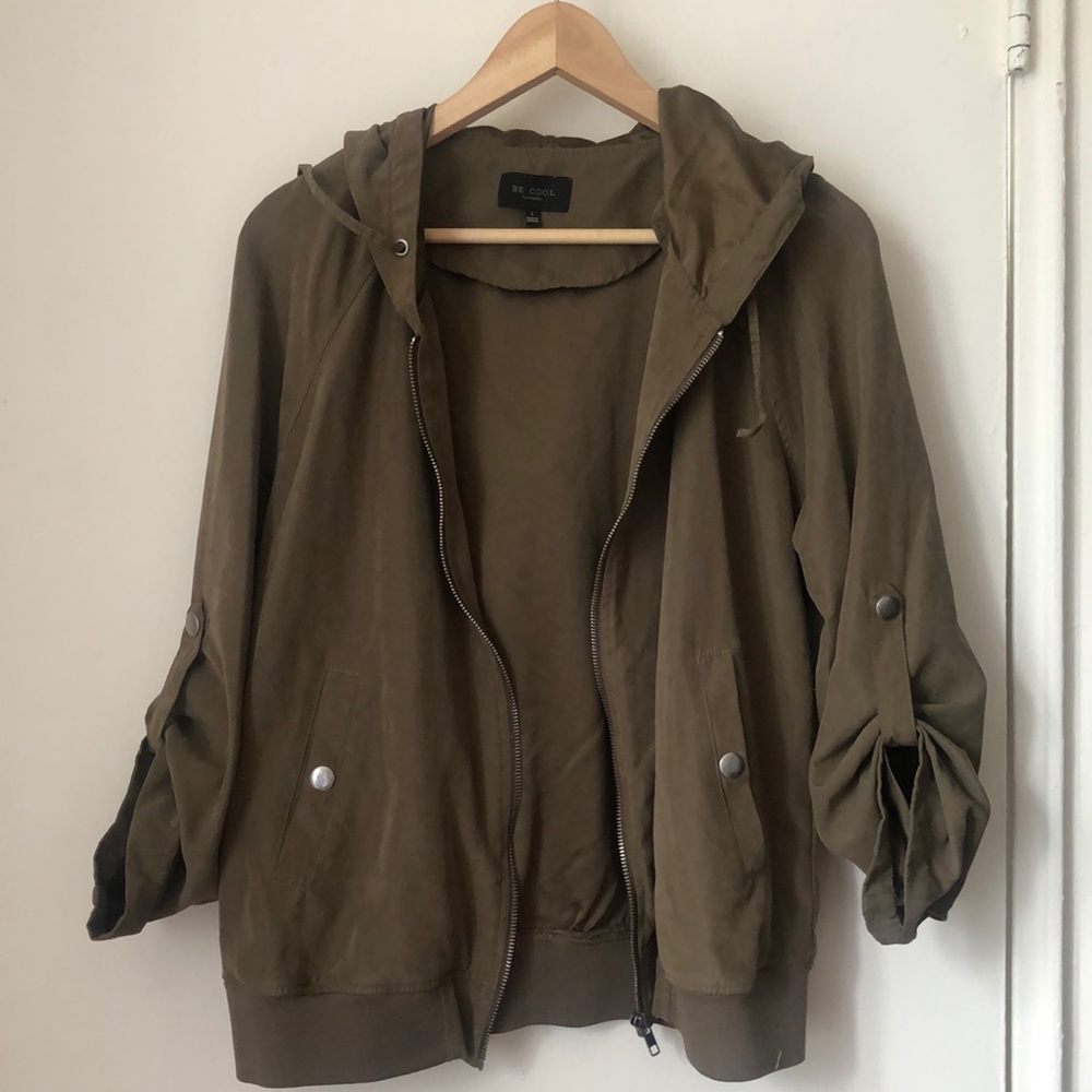 BE COOL Olive Green Bomber Jacket Size L